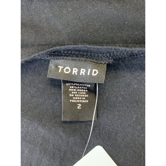 Torrid Black Plus Size 2 2X Black Floral Raglan 3/4 Sleeve Top Shirt NWT New - Picture 5 of 7